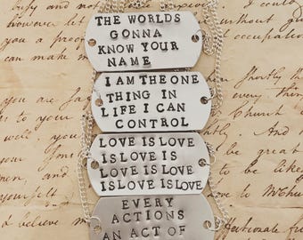HAMILTON The musical Stamped Dog Tag Necklace