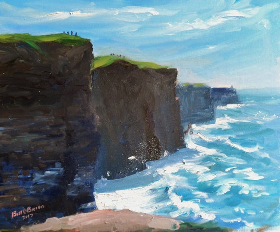 Original Oil Painting. Cliffs of Moher Wild Atlantic Way. Oil