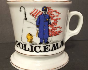 Vintage Knobler Policeman Shaving Mug Knobler Japan Occupational Mug