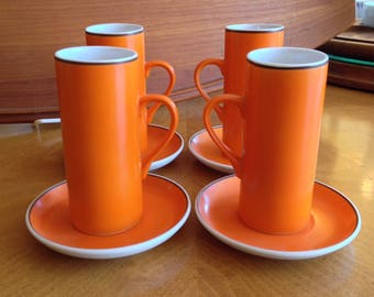 Set Of 4 Lagardo Tackett Irish Coffee Cups With Saucers