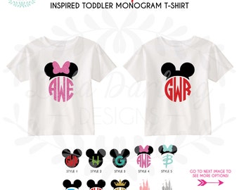 TODDLER Monogram Disney Inspired Mickey Minnie Heat Press T-Shirt / Disney Vacation Trip