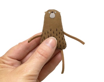 Tiny Teddy Bear, Miniature Teddy Bear, Handmade Bear, Hand-Embroidered Art Doll, Tiny Stuffed Animal, Miniature Toy Bear, Poosac