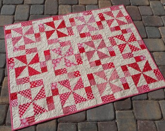 Baby Quilt--Red Pinwheels, 36" x 48"