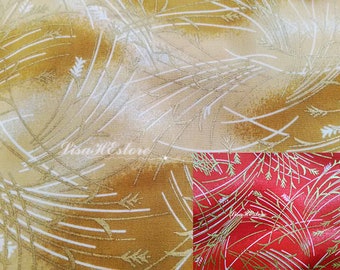 Golden and ivory wheat, on marbled, fat quarter, pure cotton fabric