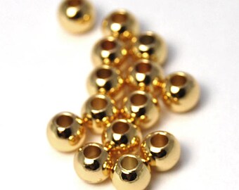 Gold finish Brass Beads, 4mm round -50pc