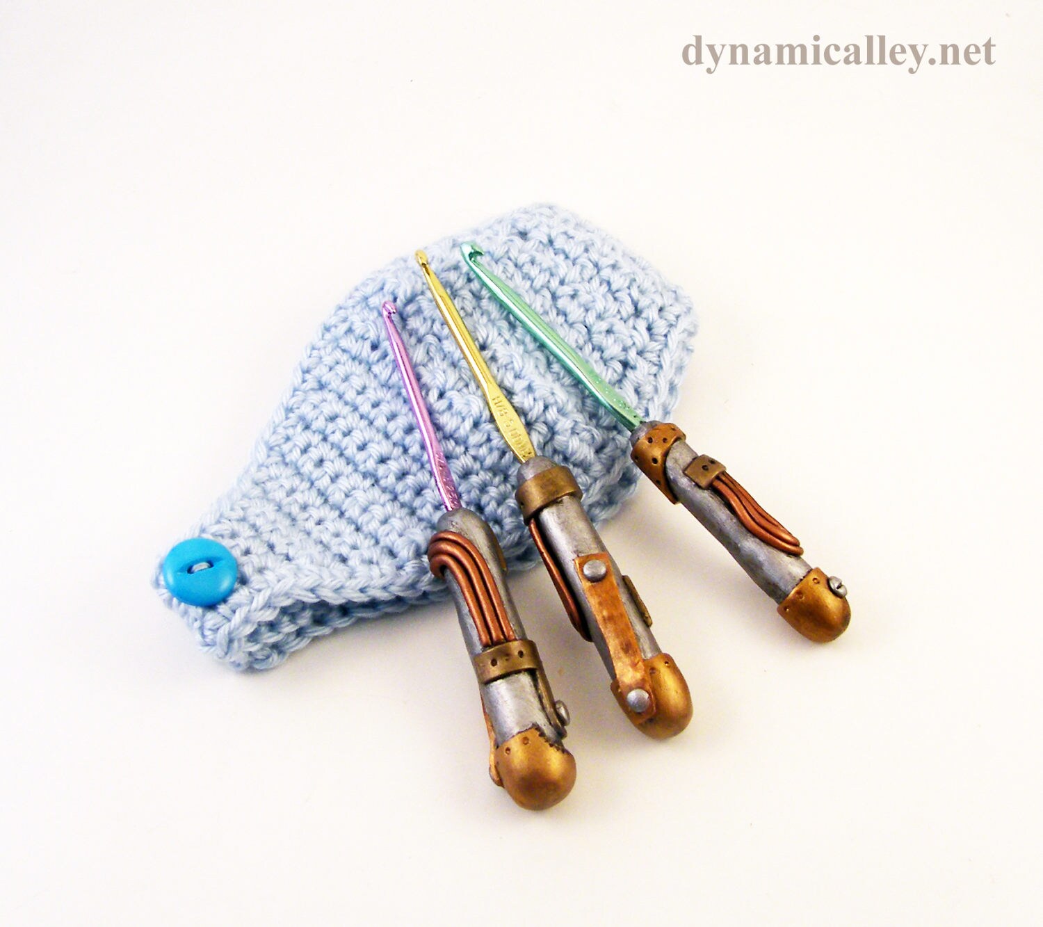 Steampunk Polymer Clay Crochet Hooks Set of 3 G H I