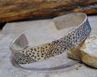 Handmade sterling silver 925 bangle tribal aboriginal maori design man woman unisex
