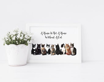 Adorable Cat Art Print, pet portrait, cat portrait, cat art print, kitten, A4 or A5, ideal for cat lovers