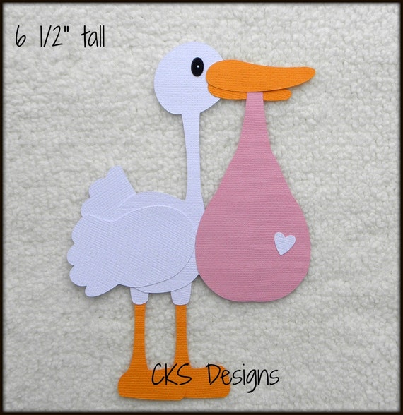 Die Cut Stork Newborn Baby Girl Delivery Scrapbook Page