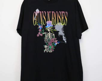 Guns N Roses Shirt Vintage tshirt 1990s American Skeleton GNR Concert tee Axl Rose Slash Matt Sorum Gilby Clarke Dizzy Reed Heavy Metal 90s