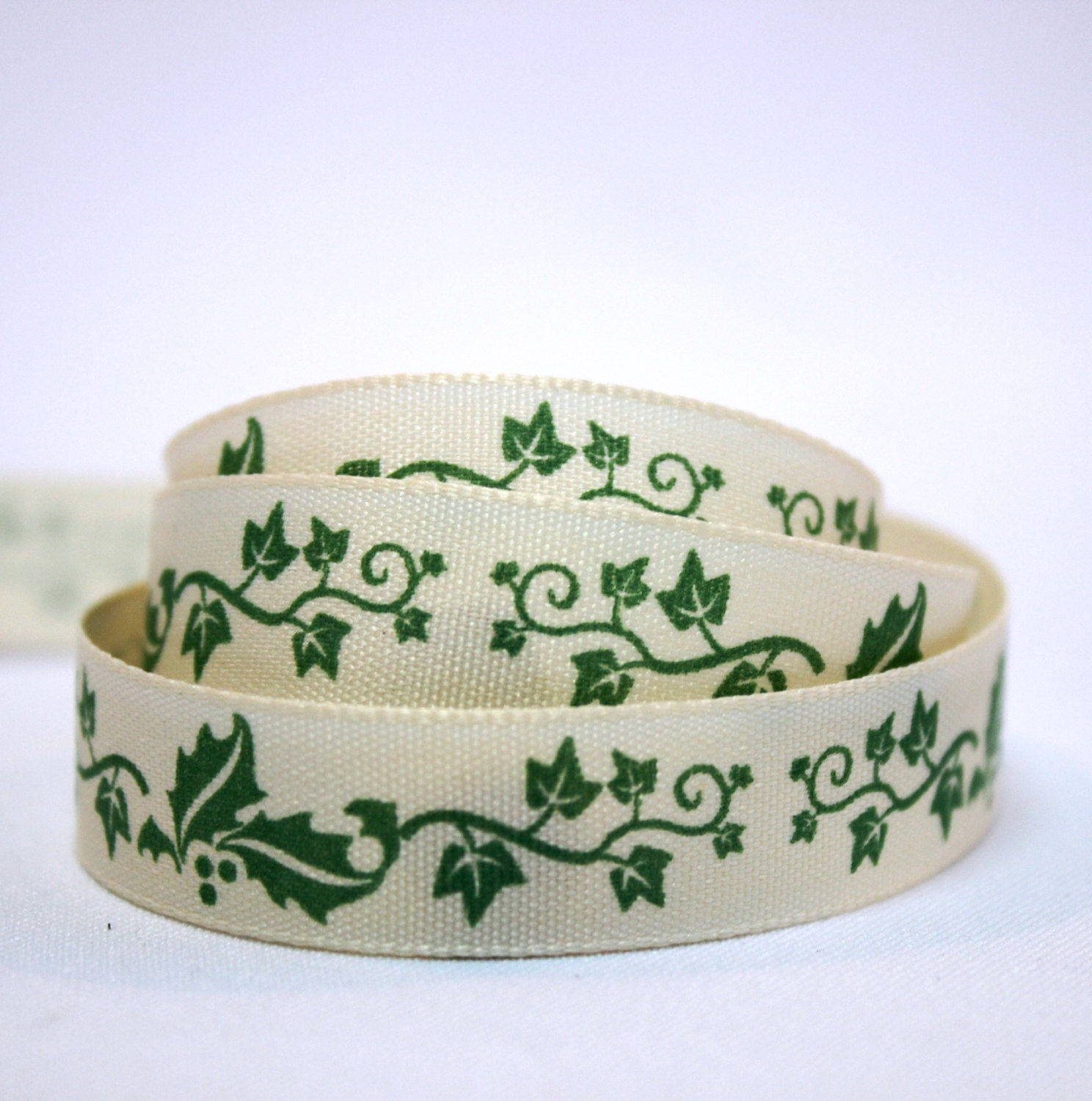 Christmas ribbon, Xmas ribbon, holly and ivy ribbon, winter ribbon