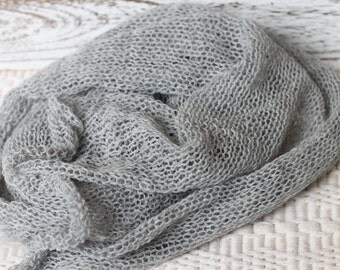 Light Gray Knitted wrap, New Born Gray Wrap
