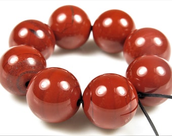 Luscious Quality Brick Red Jasper Large Round Bead - 13mm - 8 Beads - B6589