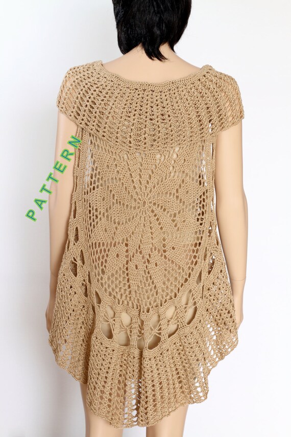 Crochet Pattern Lace Long Bohemian Vest Circular Vest ...