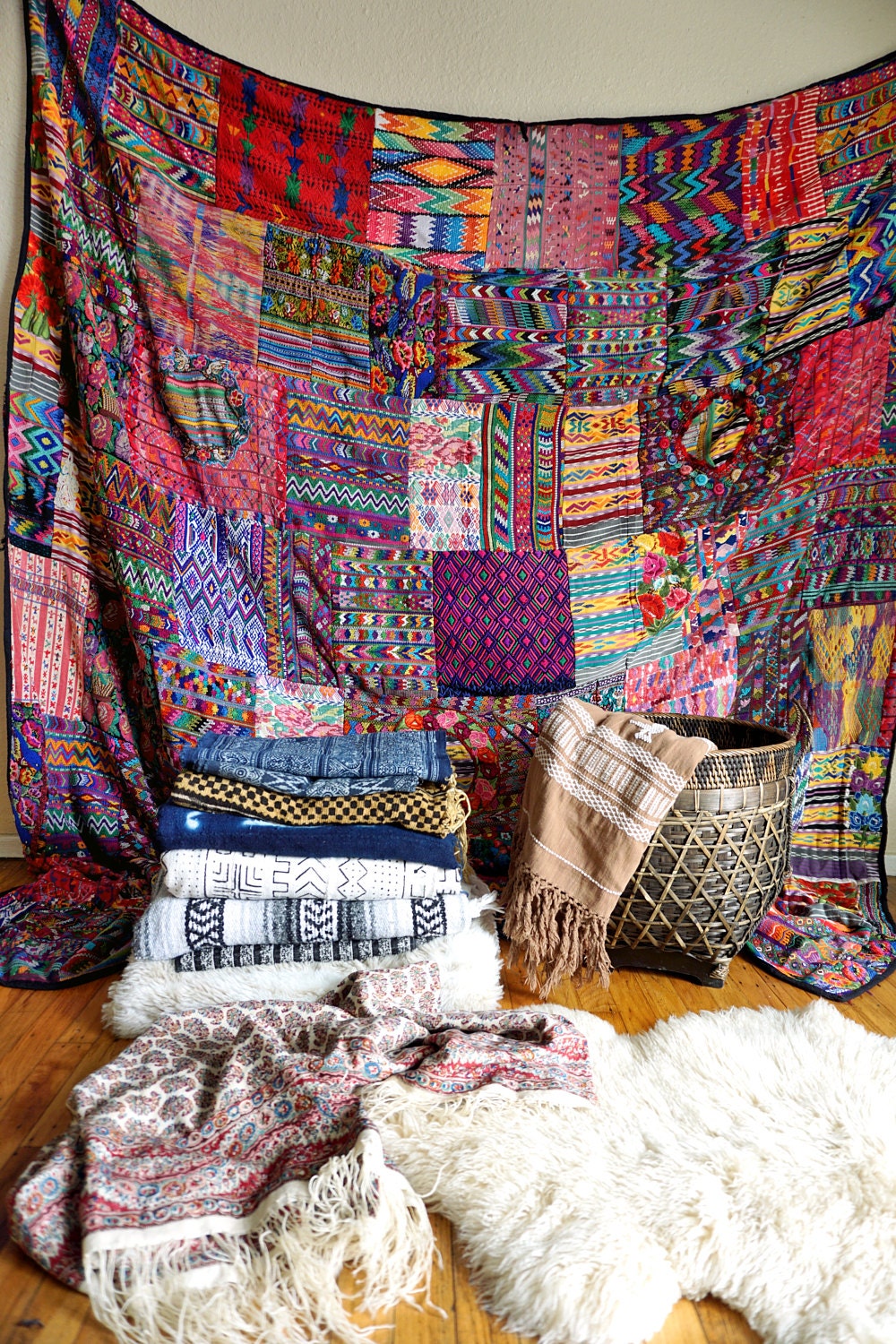 A variety of textiles and rugs for rent