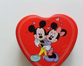 Vintage Mickey n Minnie Mouse Heart Tin 1980s
