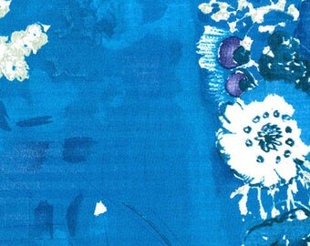 Nani Iro Komorebi in "Sea Sings" abstract floral in blues on white, cotton double gauze fabric, by the yard