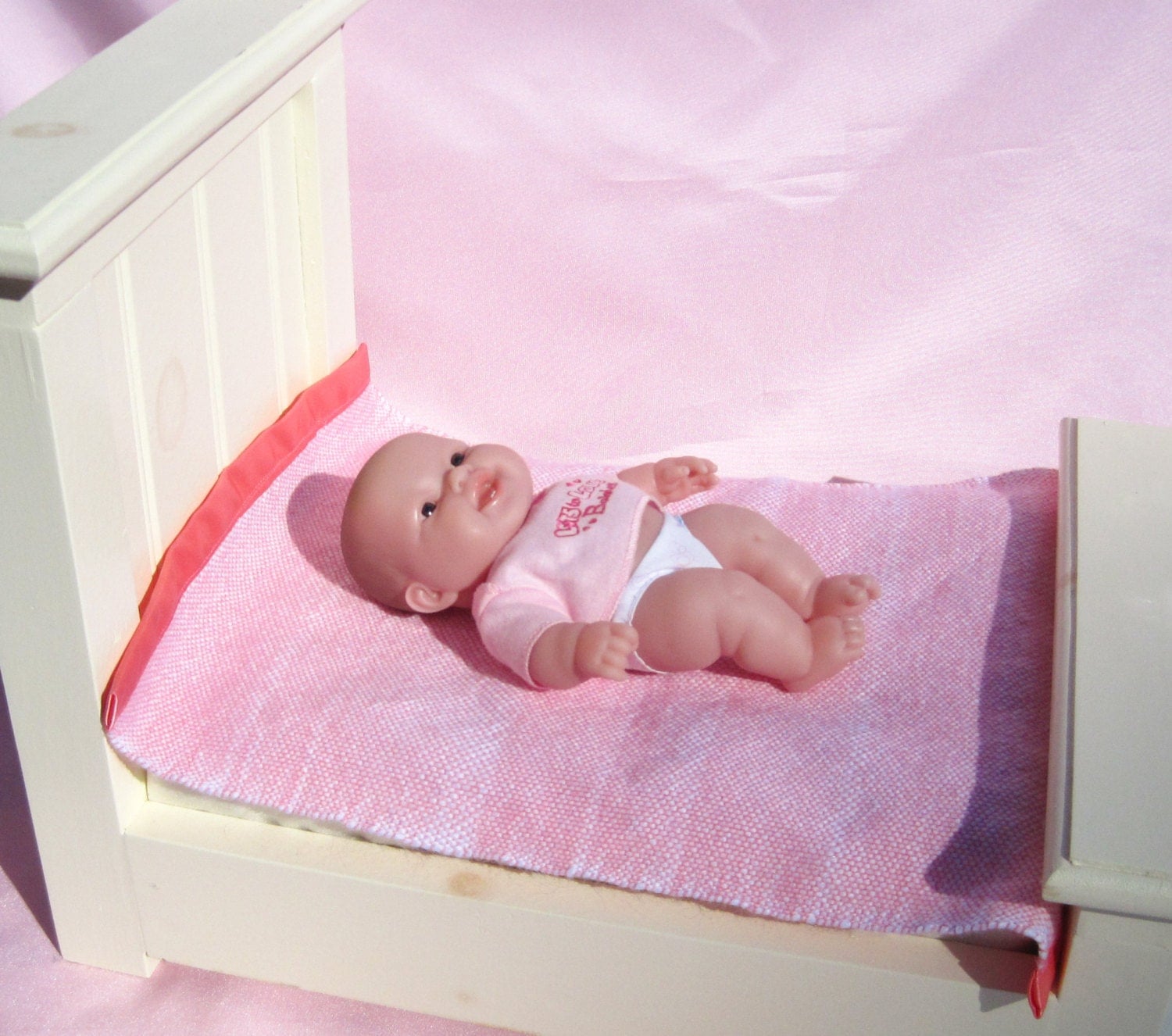 Hand Woven Baby Doll Blanket Flamingo Pink Small Doll Blanket