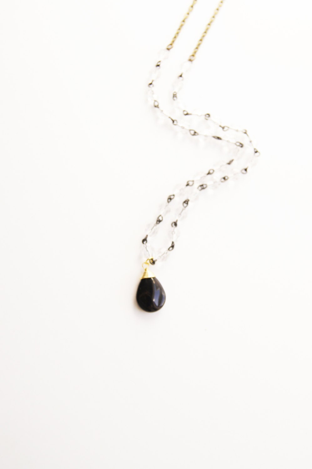 Long Necklace Beaded Black Boho Chic Long Necklace