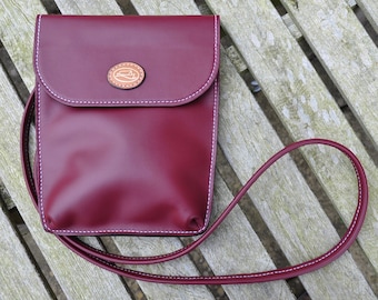Cherry red leather crossbody bag