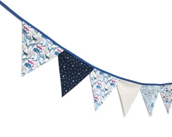 Flags garland fabric Liberty Queue for the zoo blue - ON ORDER
