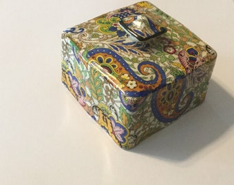 Vintage Grimwades Royal Winton Chintz Square Lid,Paisley,England