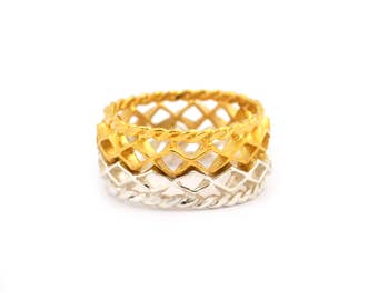 Mini Diamond Crown Stacking Ring Gold
