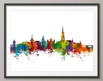 Bern Skyline, Bern Switzerland Cityscape Art Print (2686)