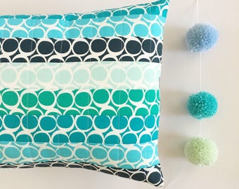 Quilted Blue and Jade Pillow. Blue Decorative Pillow. Blue and Aqua Decoration. Blue Pillow. Spring Pillow. Gift under 25