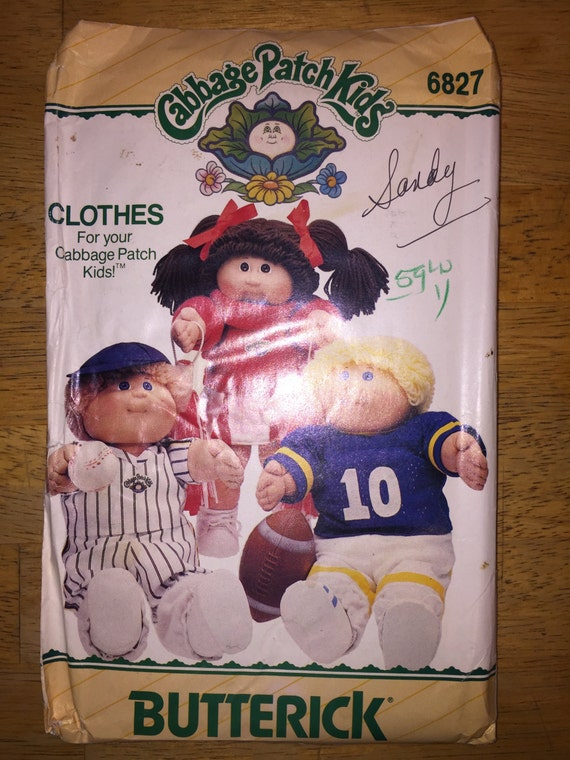 Butterick Sewing Pattern 6827 Cabbage Patch Kids Doll Clothes Football, Baseball and Cheerleader Outfits