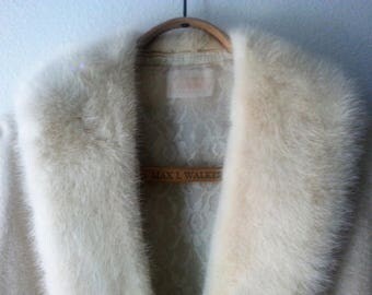 50s Glamour Cashmere Sweater with White Mink Collar