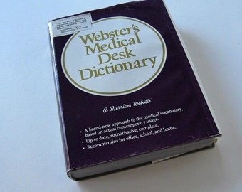 Vintage 1986 Webster's Medical Desk Dictionary, collectible text books, library reference book, library decor, gift idea