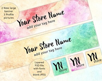 Watercolor Banner and Avatar - Aquarelle New Etsy shop banner - Etsy store branding package - Editable etsy branding - Rusteam