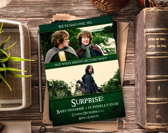 Funny Pregnancy Announcement / Lord of the Rings, LOTR / Second Baby Announcement / Pregnancy Reveal Idea / Digital or Printed Cards