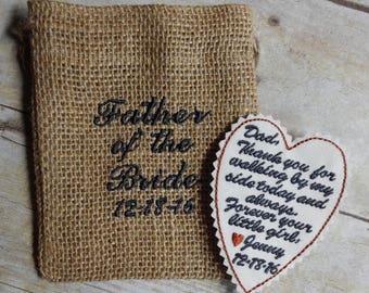 Embroidered Tie Patch - Father of the Bride Gift - Wedding Keepsake - Best Man Gift - Father of the Groom - Grandfather - Groomsmen -A2