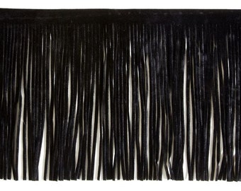 Black Leather Fringe 36" x 6" Top Grain Supple Leather
