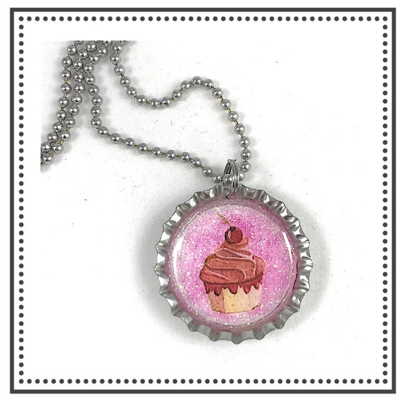 Items similar to Cupcake Necklace, Dessert Jewelry, Sweet Treat