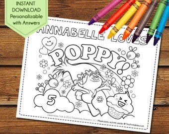 Trolls Party Favors, Trolls Coloring Pages, Trolls Party Games, Trolls Party Supplies, Poppy Coloring, Party Games, Birthday Activity Book