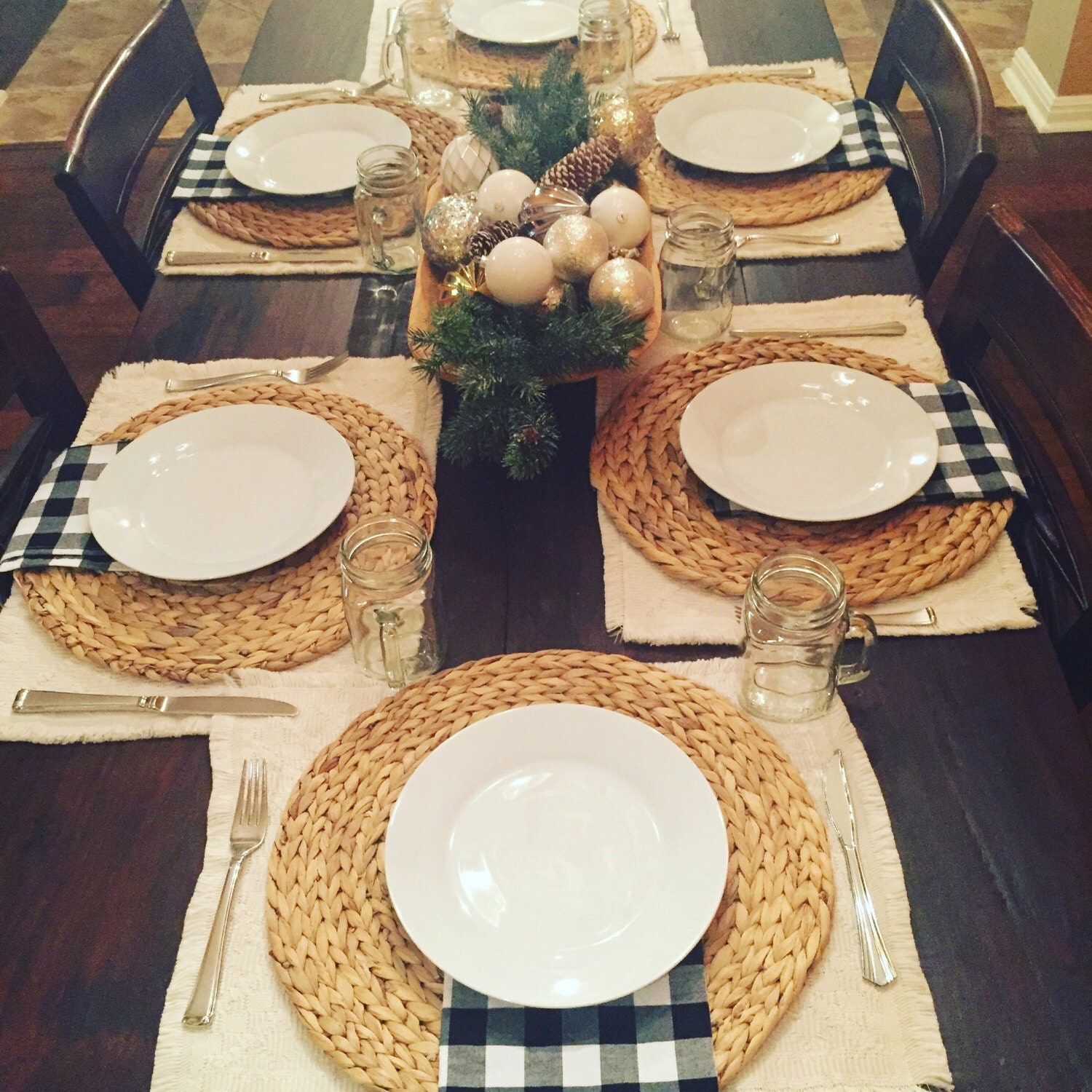 Black and White Gingham Cloth Napkins Weddings Parties