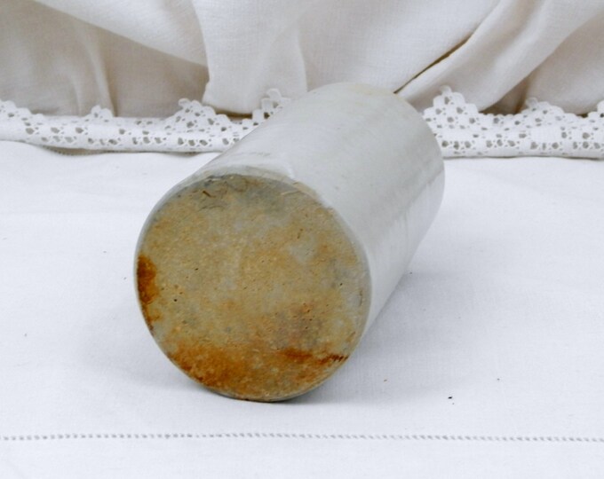 Large Antique French Ecru, Off White Glazed Stoneware Ink Bottle from Paris by Encre du Coq, French Country Decor, Brocante, Retro, Vintage