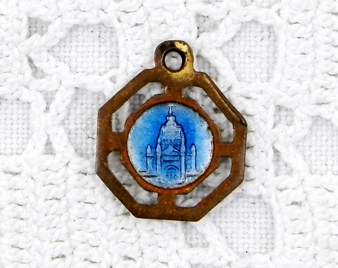 Vintage French Medal Religious Medal Saint Teresa with Blue Enamel, St Therese, Religion, Christian, Catholic, Charm, Lisieux, Normandy