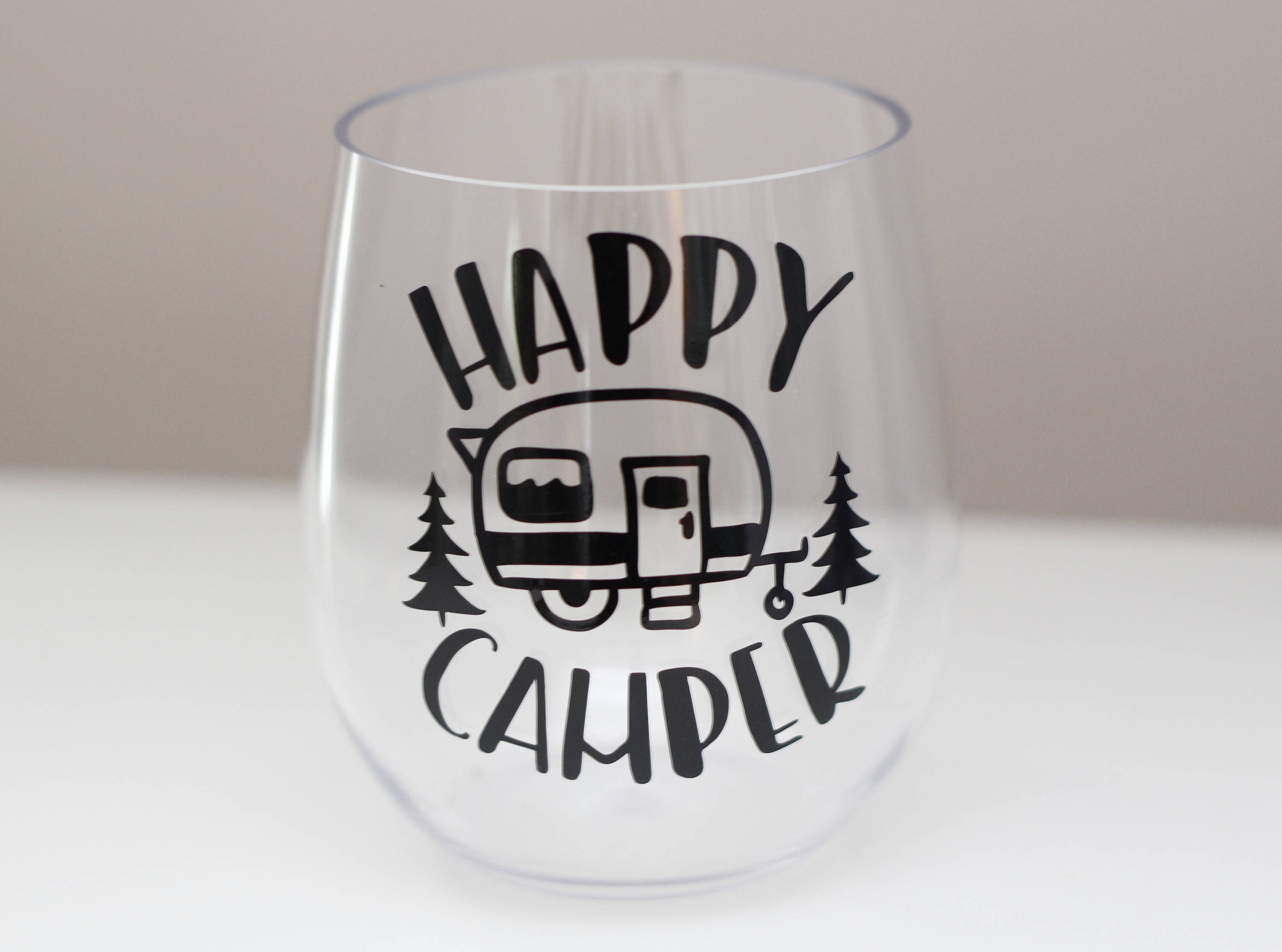 Happy Camper wine glass // camping wine glass // acrylic wine