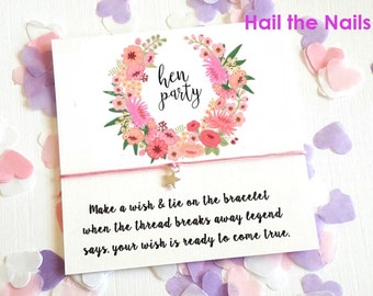 Hen Party Vintage Wreath Wish String Bracelet Card Hen Party Bachelorette Favors Gifts Star Charm Y142