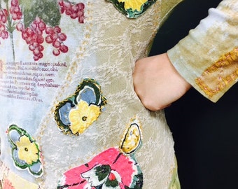Wearable art, colorful dress.