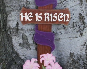 easter outdoor religious yard decoration wood sign joy cross
