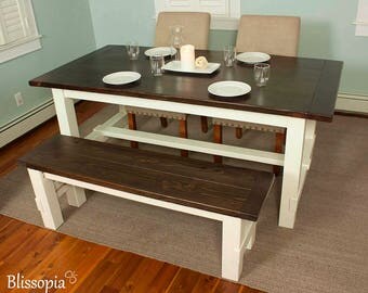 Farmhouse Table, Solid Wood Farmhouse Dining Table, Rustic Harvest Table