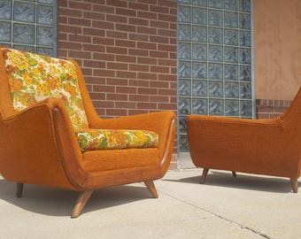 Mid Century Modern Adrian Pearsall Style His & Hers Lounge Chairs
