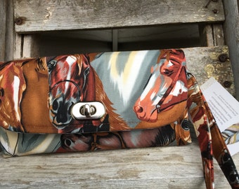Horse wallet, thoroughbred wallet, Wallet with Horses, Western Wallet, Horse NCW Wallet, cowgirl wallet, Horse Theme Wallet Emmaline Wallet
