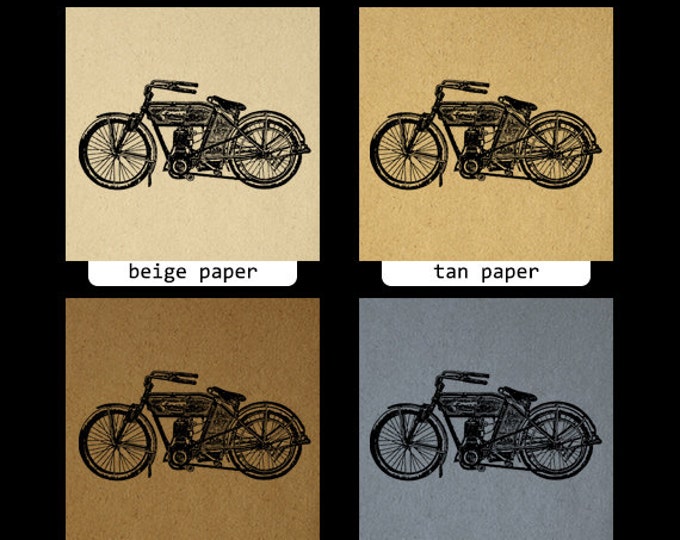 Digital Image Antique Motorcycle Printable Graphic Download Vintage Clip Art Jpg Png Eps HQ 300dpi No.1406