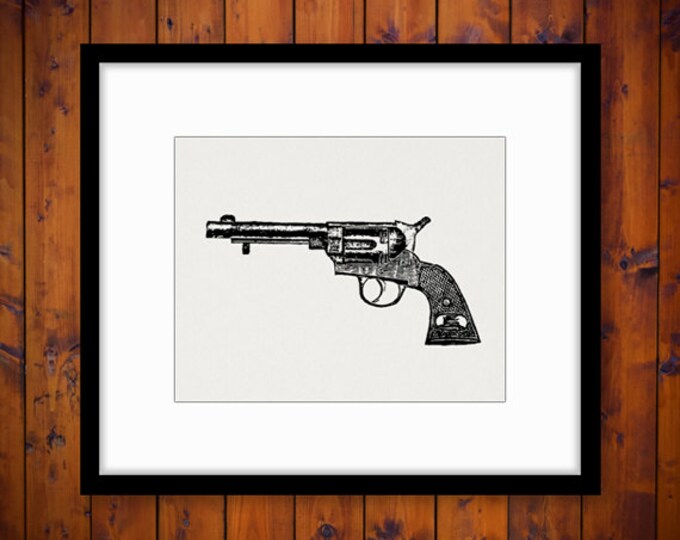 Classic Revolver Graphic Printable Digital Gun Clip Art Image Download Antique Clip Art Jpg Png Eps HQ 300dpi No.1491